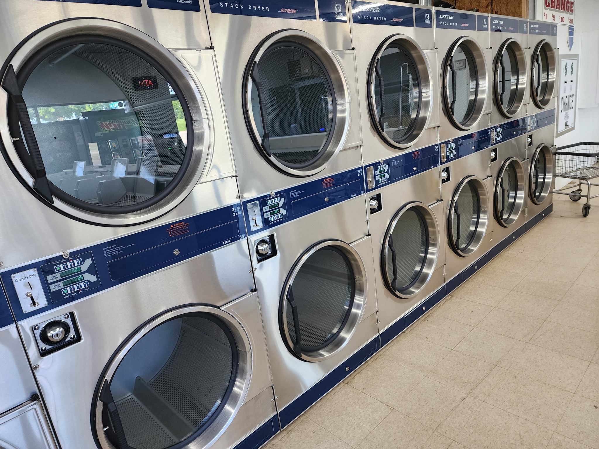 Inside view of Sudsy's Coin Laundry - Dryers